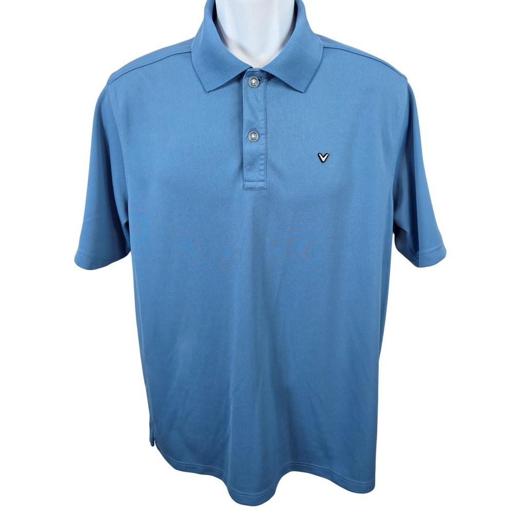 Callaway Golf Polo Shirt Men's Blue Short Sleeve Performance Casual Size L /B173